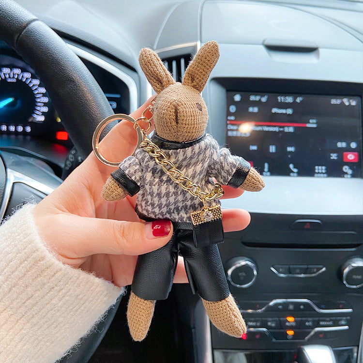 Wholesale Backpack Bunny Figure Cotton Alloy Keychains